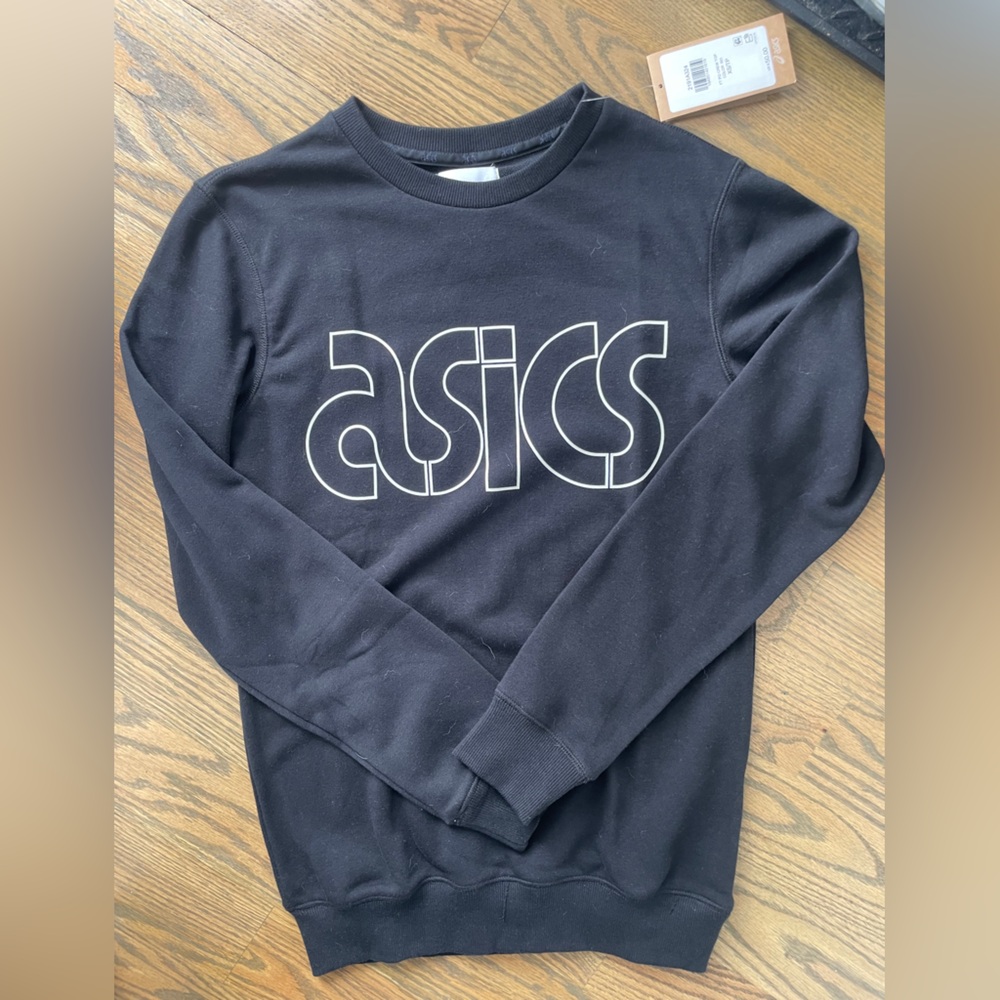 ASICS Black Terry Crewneck Sportstyle logo